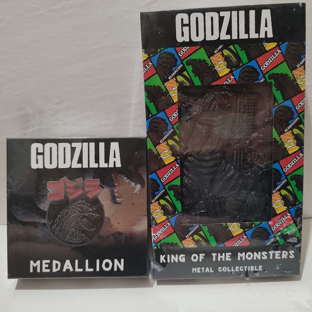 Godzilla King Of The Monsters Limited Edition Medallion & Statue Figurines Set